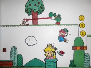 fresque murale super mario